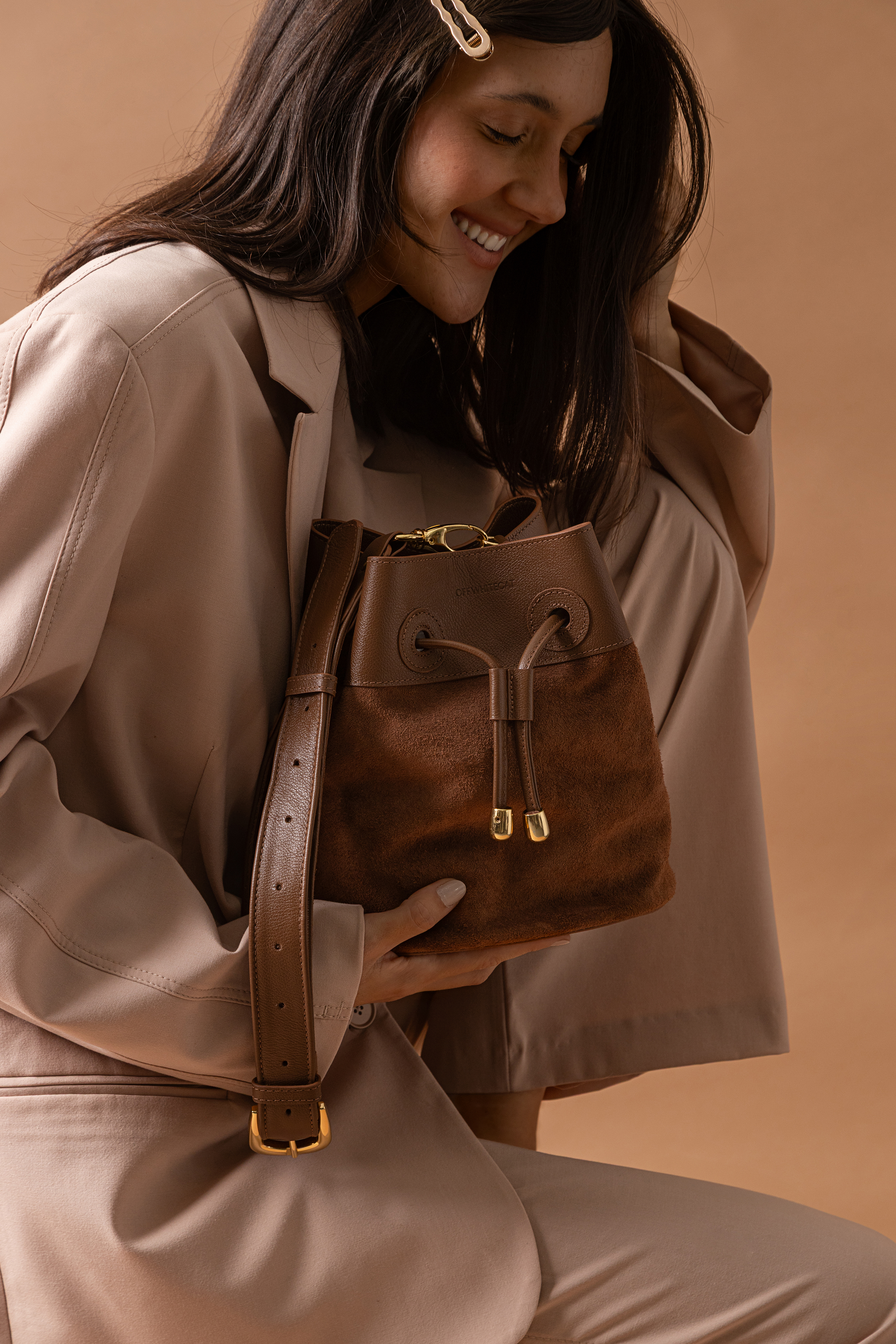 Bolsa 'Cora' Couro - Mocha Mousse