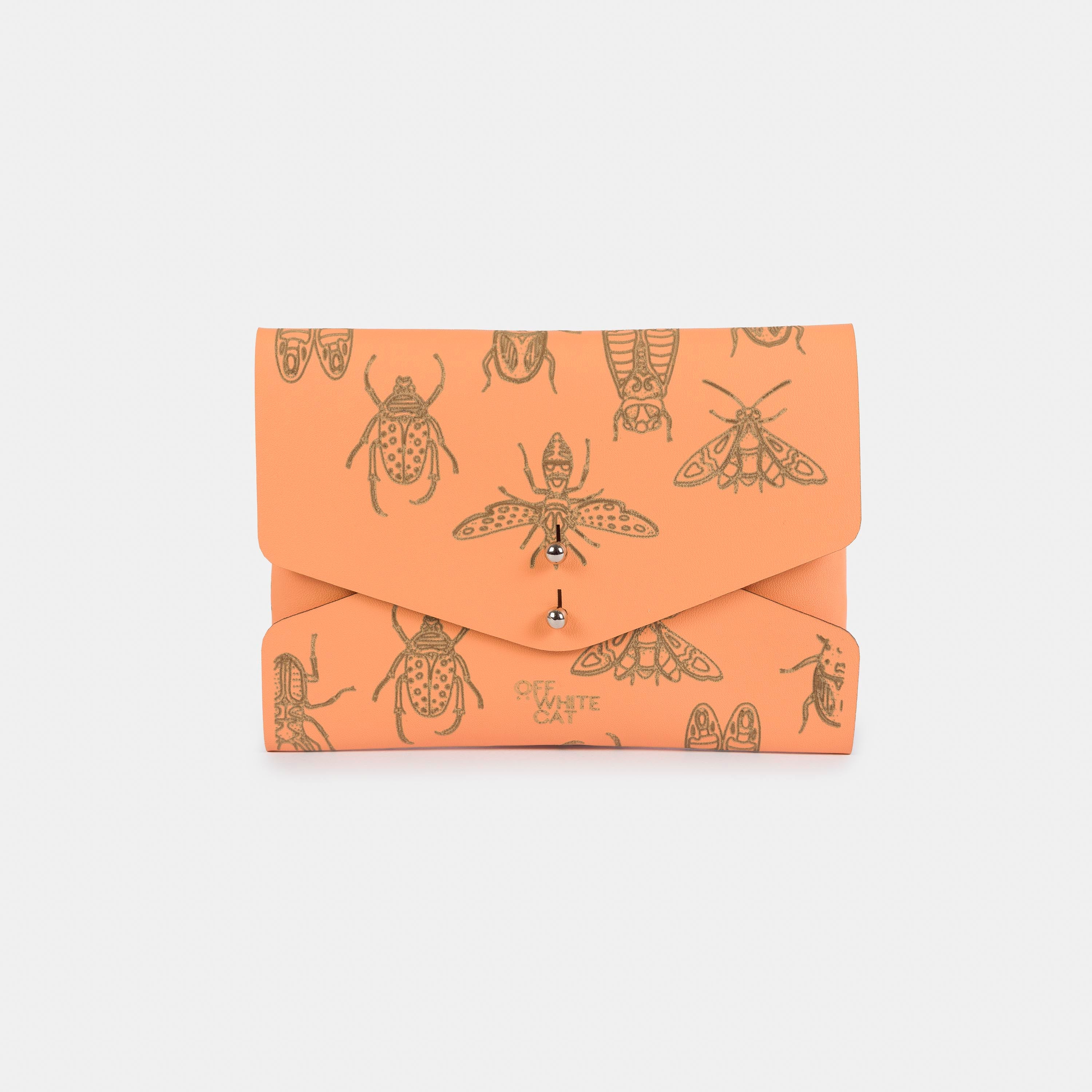 Carteira 'Lola' Peach-Off White Cat-