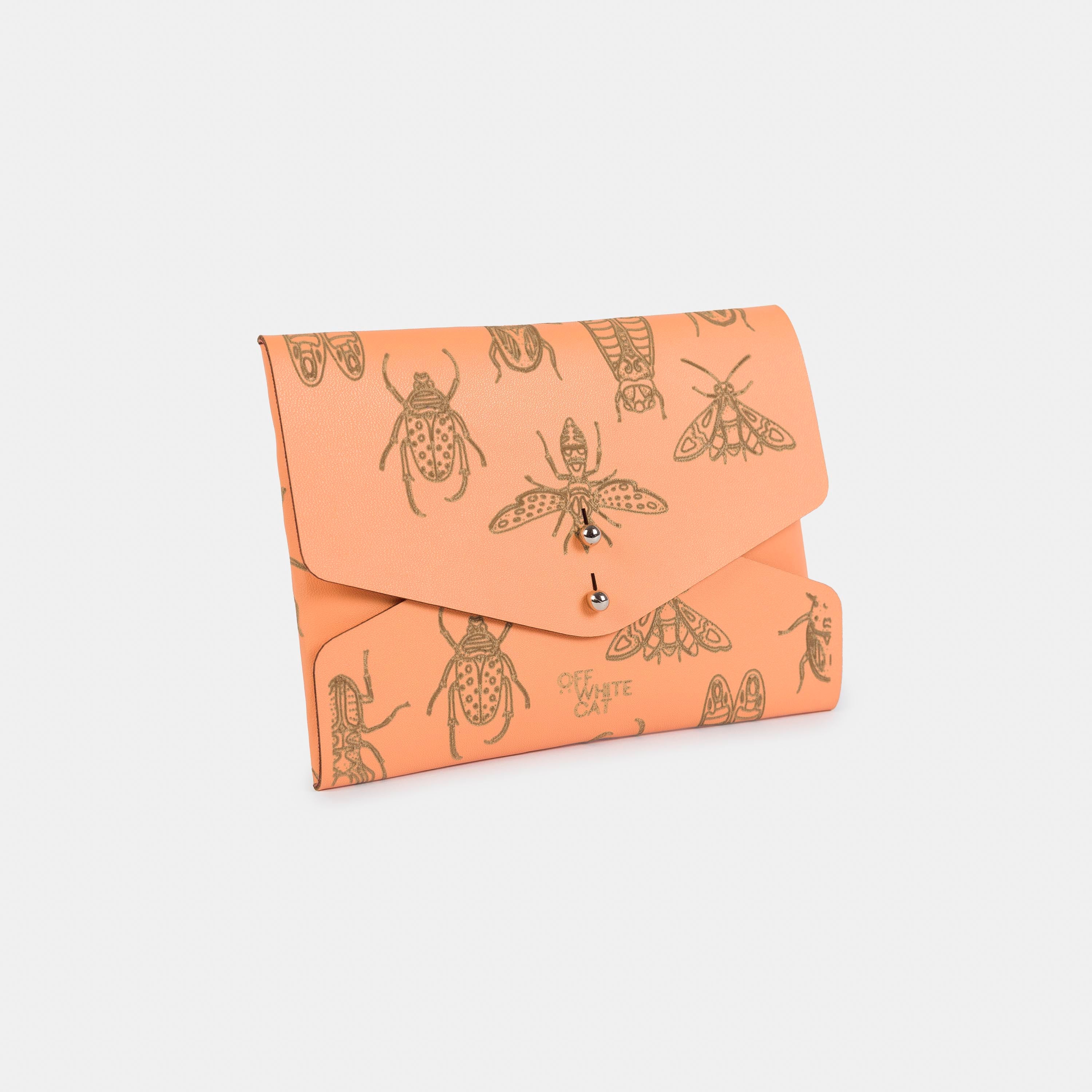 Carteira 'Lola' Peach-Off White Cat-