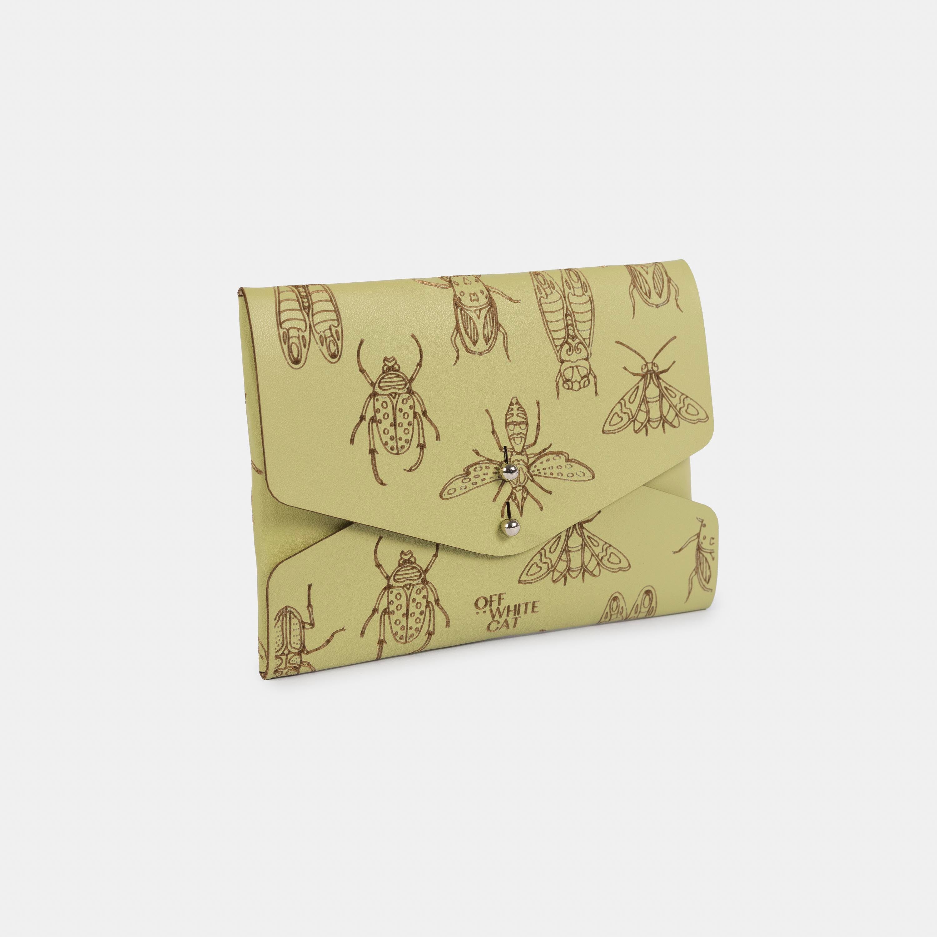 Carteira 'Lola' Matcha-Off White Cat-