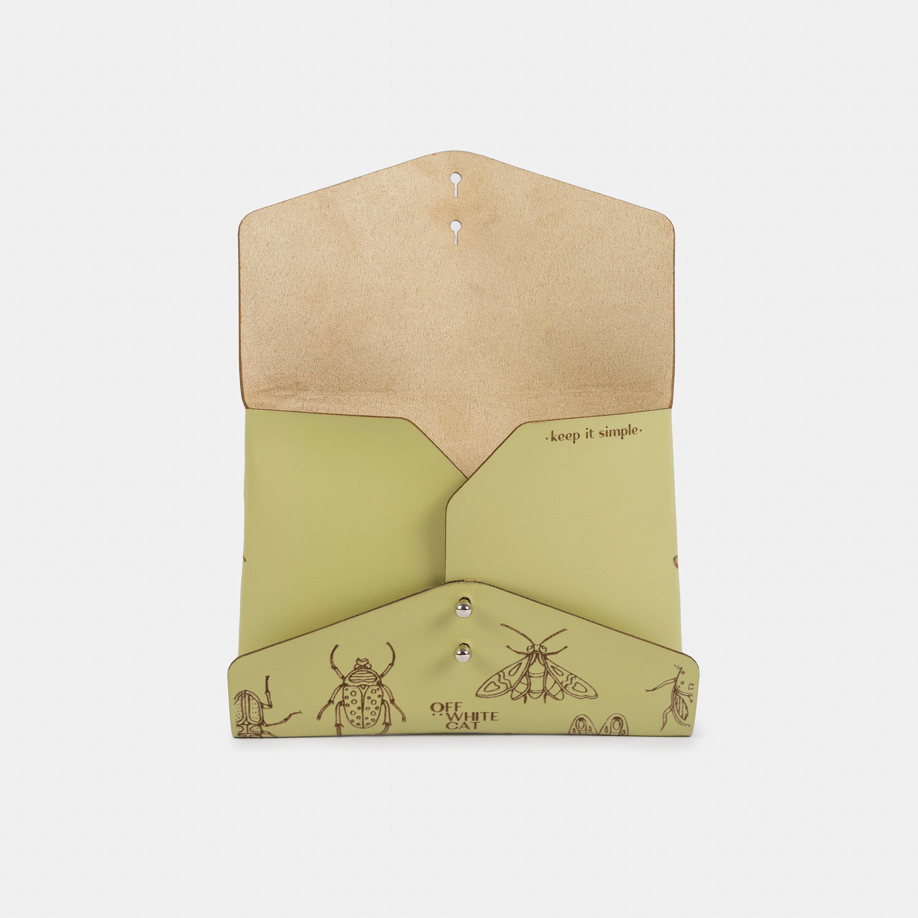 Carteira 'Lola' Matcha-Off White Cat-