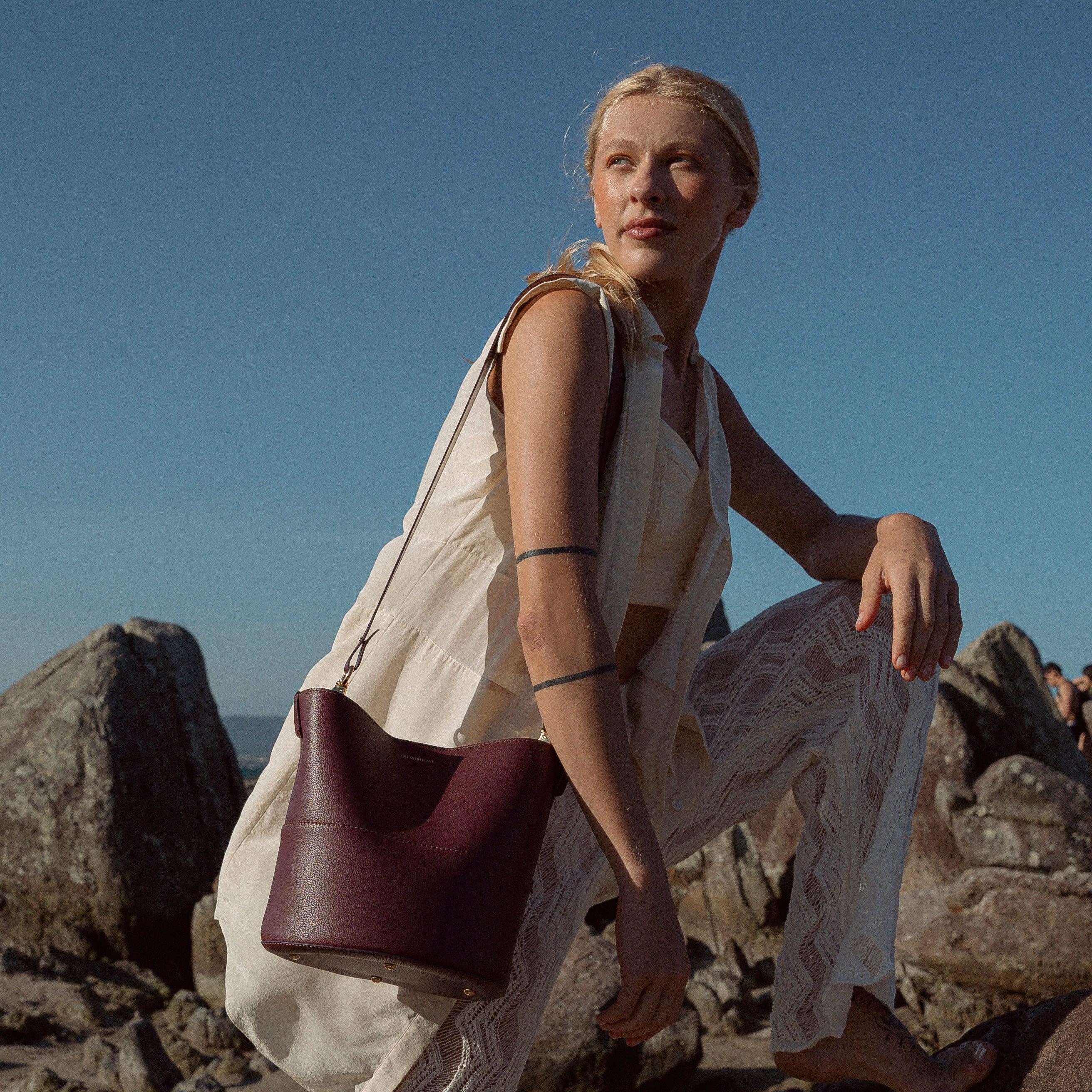 Bolsa 'Flora' Bordeaux-Off White Cat-Bolsa