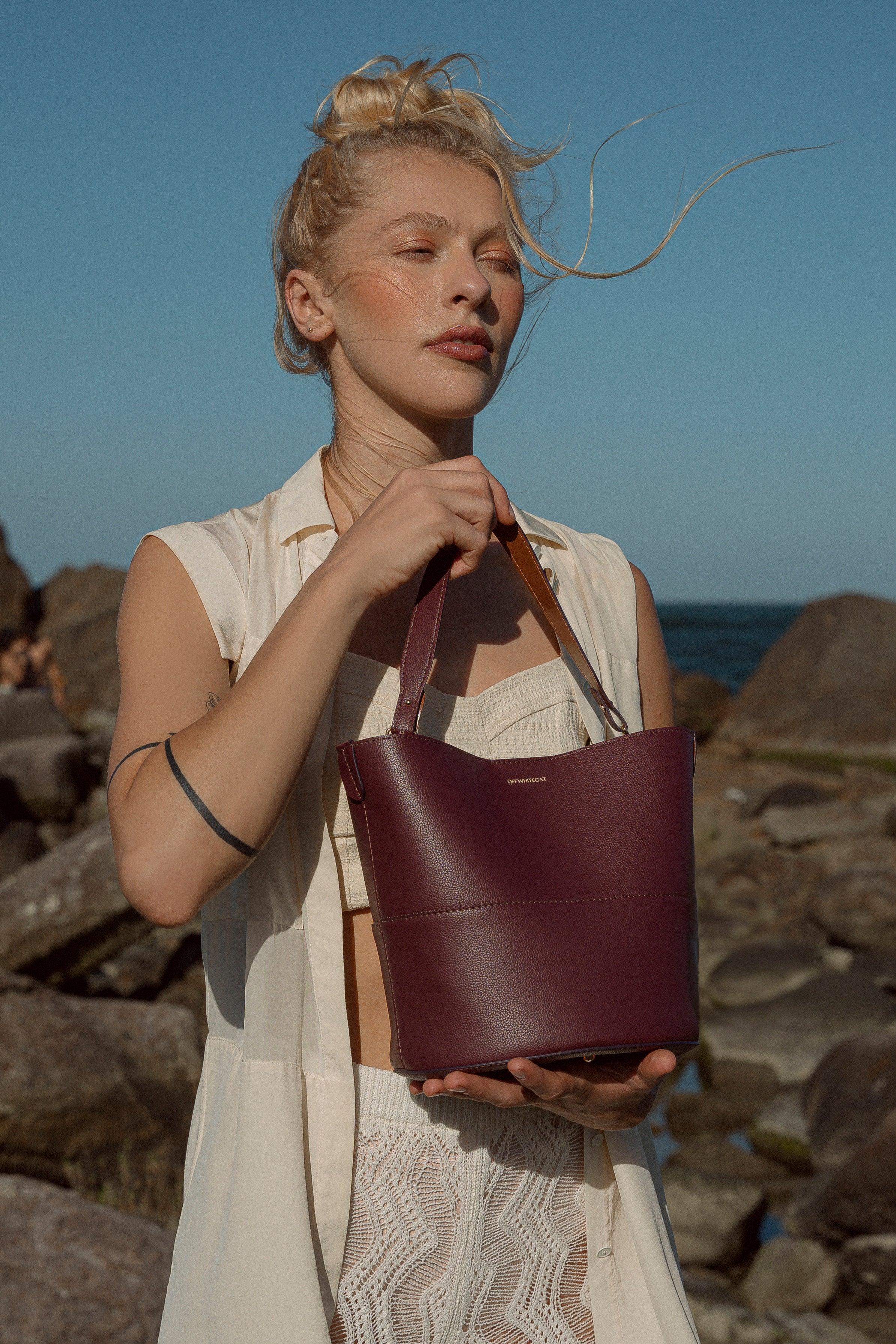 Bolsa 'Flora' Bordeaux-Off White Cat-Bolsa
