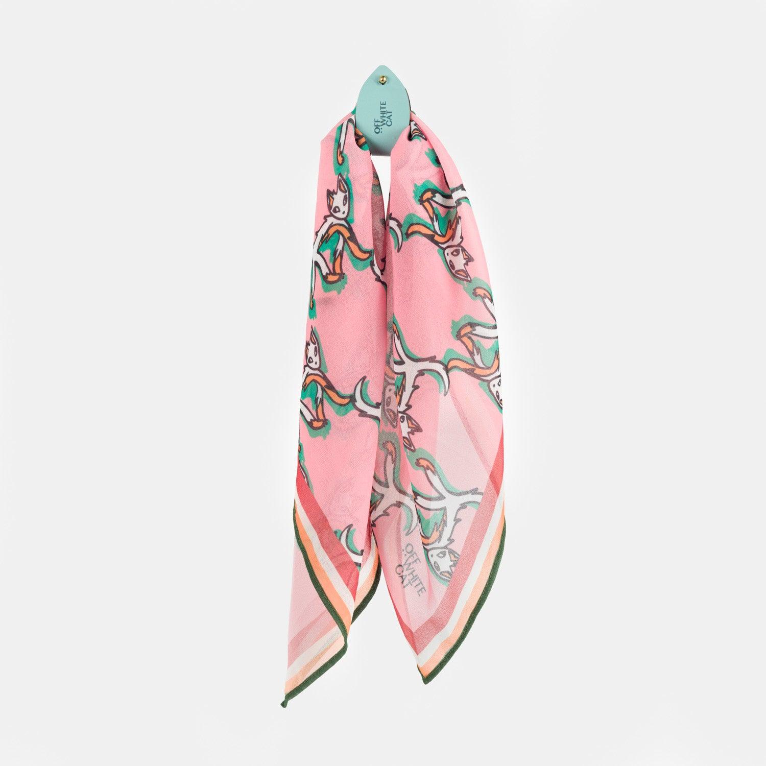 Lenço Rosa-Off White Cat-
